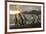 Sunrise with marching king penguins on the beach of St. Andrews Bay, South Georgia Islands.-Tom Norring-Framed Photographic Print