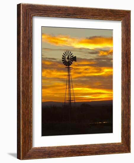 Sunrise with Windmill, Cimarron, New Mexico, USA-Maresa Pryor-Framed Photographic Print