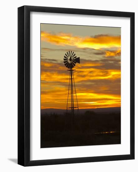 Sunrise with Windmill, Cimarron, New Mexico, USA-Maresa Pryor-Framed Photographic Print