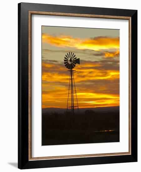 Sunrise with Windmill, Cimarron, New Mexico, USA-Maresa Pryor-Framed Photographic Print