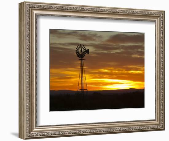 Sunrise with Windmill, Cimarron, New Mexico, USA-Maresa Pryor-Framed Photographic Print