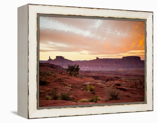 Sunrises in the Moab Desert - Viewed from the Fisher Towers - Moab, Utah-Dan Holz-Framed Premier Image Canvas