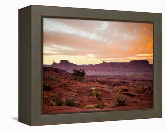 Sunrises in the Moab Desert - Viewed from the Fisher Towers - Moab, Utah-Dan Holz-Framed Premier Image Canvas