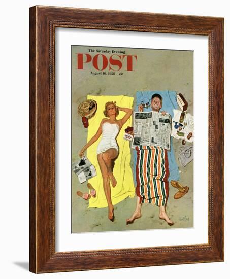 "Sunscreen?" Saturday Evening Post Cover, August 16, 1958-Kurt Ard-Framed Giclee Print