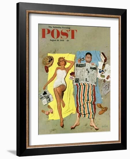 "Sunscreen?" Saturday Evening Post Cover, August 16, 1958-Kurt Ard-Framed Giclee Print