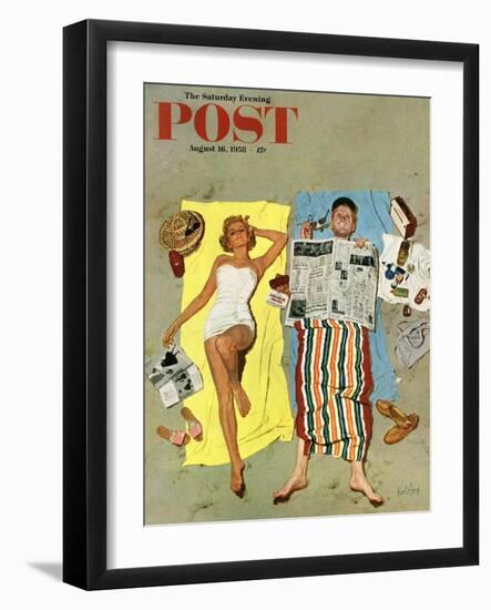 "Sunscreen?" Saturday Evening Post Cover, August 16, 1958-Kurt Ard-Framed Giclee Print