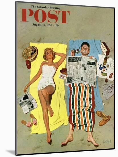 "Sunscreen?" Saturday Evening Post Cover, August 16, 1958-Kurt Ard-Mounted Giclee Print