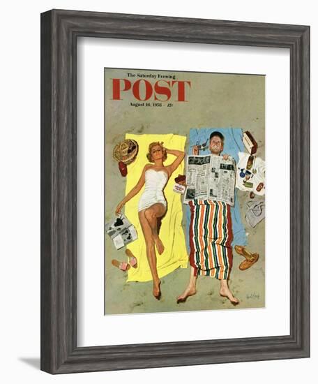 "Sunscreen?" Saturday Evening Post Cover, August 16, 1958-Kurt Ard-Framed Giclee Print