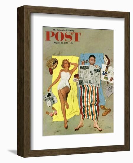 "Sunscreen?" Saturday Evening Post Cover, August 16, 1958-Kurt Ard-Framed Giclee Print