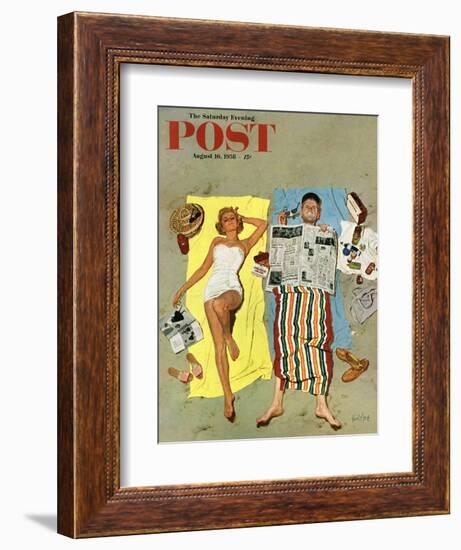 "Sunscreen?" Saturday Evening Post Cover, August 16, 1958-Kurt Ard-Framed Giclee Print