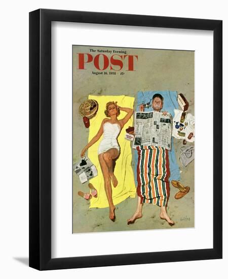 "Sunscreen?" Saturday Evening Post Cover, August 16, 1958-Kurt Ard-Framed Giclee Print
