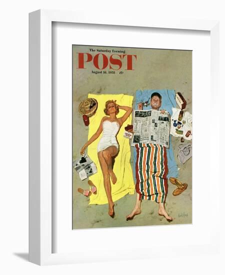 "Sunscreen?" Saturday Evening Post Cover, August 16, 1958-Kurt Ard-Framed Giclee Print