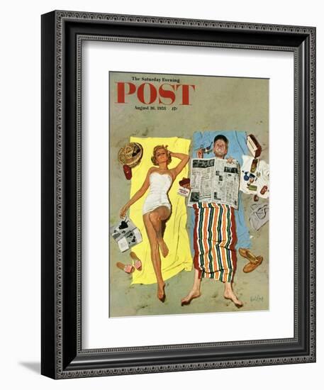 "Sunscreen?" Saturday Evening Post Cover, August 16, 1958-Kurt Ard-Framed Giclee Print