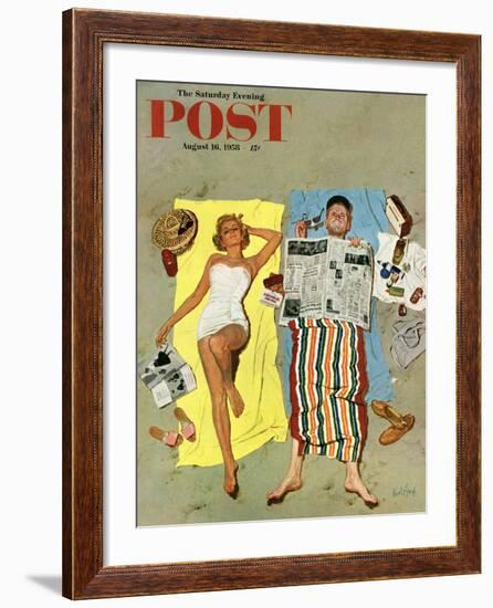 "Sunscreen?" Saturday Evening Post Cover, August 16, 1958-Kurt Ard-Framed Giclee Print