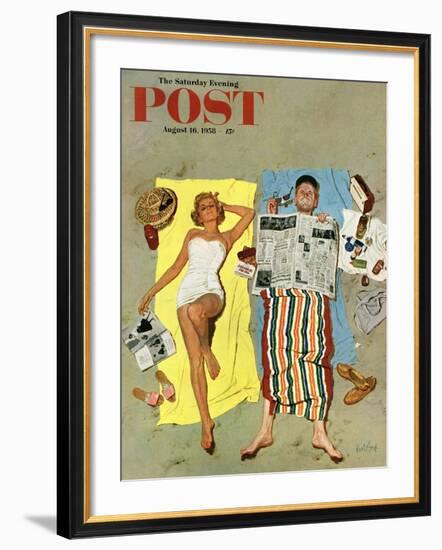 "Sunscreen?" Saturday Evening Post Cover, August 16, 1958-Kurt Ard-Framed Giclee Print