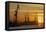 Sunset Above the Elbe with the Scenery of the Shipyard Cranes in the Swimming Dock-Uwe Steffens-Framed Premier Image Canvas