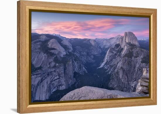 Sunset above Yosemite Valley and Half Dome, viewed from Glacier Point, Yosemite, California, USA. S-Adam Burton-Framed Premier Image Canvas