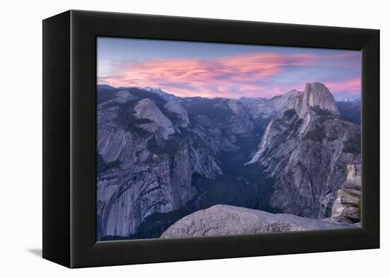 Sunset above Yosemite Valley and Half Dome, viewed from Glacier Point, Yosemite, California, USA. S-Adam Burton-Framed Premier Image Canvas