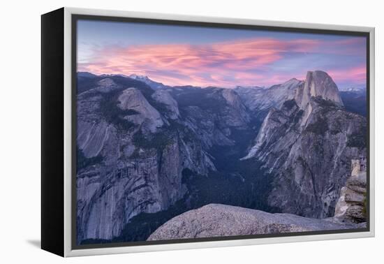 Sunset above Yosemite Valley and Half Dome, viewed from Glacier Point, Yosemite, California, USA. S-Adam Burton-Framed Premier Image Canvas