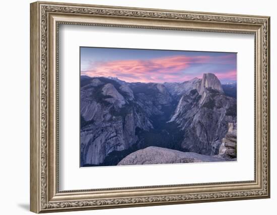 Sunset above Yosemite Valley and Half Dome, viewed from Glacier Point, Yosemite, California, USA. S-Adam Burton-Framed Photographic Print