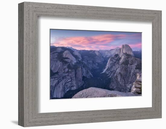 Sunset above Yosemite Valley and Half Dome, viewed from Glacier Point, Yosemite, California, USA. S-Adam Burton-Framed Photographic Print