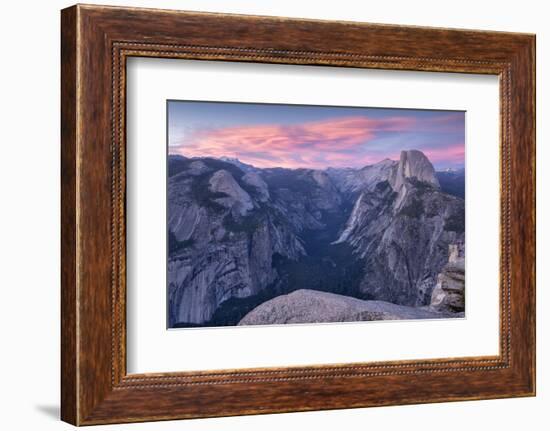 Sunset above Yosemite Valley and Half Dome, viewed from Glacier Point, Yosemite, California, USA. S-Adam Burton-Framed Photographic Print