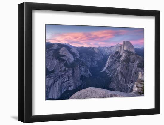 Sunset above Yosemite Valley and Half Dome, viewed from Glacier Point, Yosemite, California, USA. S-Adam Burton-Framed Photographic Print