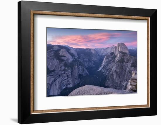 Sunset above Yosemite Valley and Half Dome, viewed from Glacier Point, Yosemite, California, USA. S-Adam Burton-Framed Photographic Print