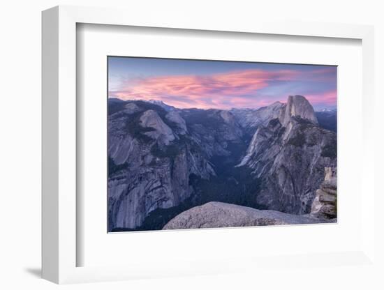 Sunset above Yosemite Valley and Half Dome, viewed from Glacier Point, Yosemite, California, USA. S-Adam Burton-Framed Photographic Print