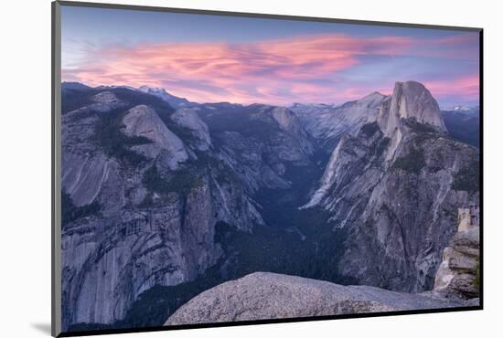 Sunset above Yosemite Valley and Half Dome, viewed from Glacier Point, Yosemite, California, USA. S-Adam Burton-Mounted Photographic Print