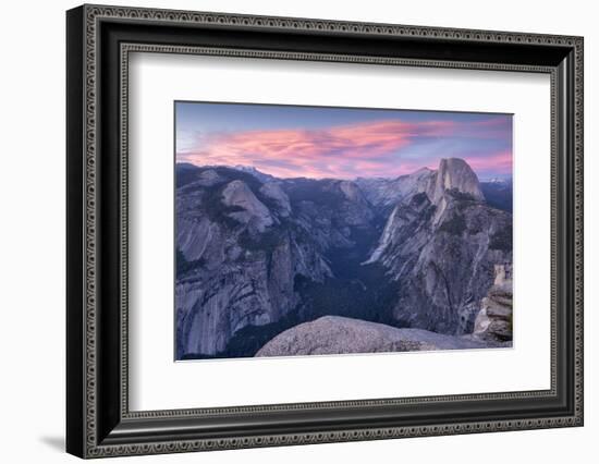 Sunset above Yosemite Valley and Half Dome, viewed from Glacier Point, Yosemite, California, USA. S-Adam Burton-Framed Photographic Print