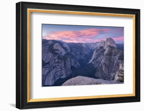 Sunset above Yosemite Valley and Half Dome, viewed from Glacier Point, Yosemite, California, USA. S-Adam Burton-Framed Photographic Print