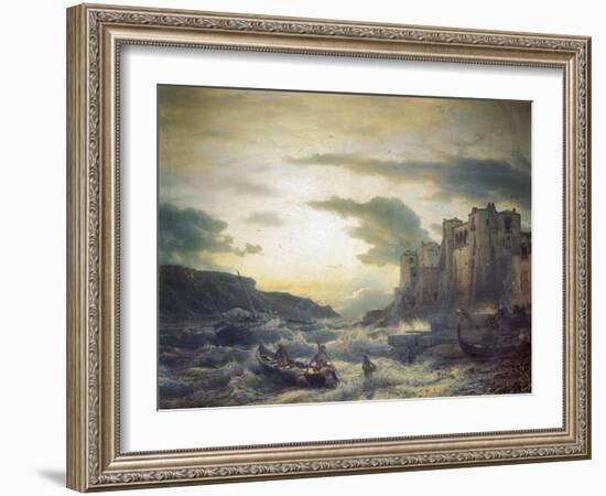 Sunset after a Storm in Portovenere in the Gulf of La Spezia, 1857-Andreas Achenbach-Framed Giclee Print