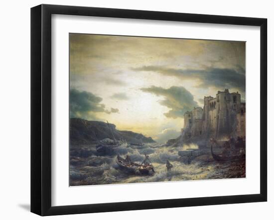 Sunset after a Storm in Portovenere in the Gulf of La Spezia, 1857-Andreas Achenbach-Framed Giclee Print