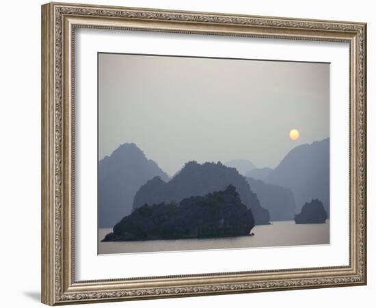 Sunset Against Limestone Grotto Islands, Halong Bay, Vietnam, Indochina, Southeast Asia-Alison Wright-Framed Photographic Print