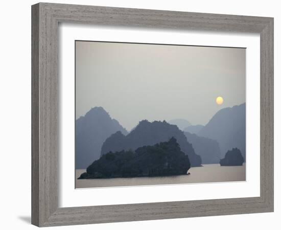 Sunset Against Limestone Grotto Islands, Halong Bay, Vietnam, Indochina, Southeast Asia-Alison Wright-Framed Photographic Print