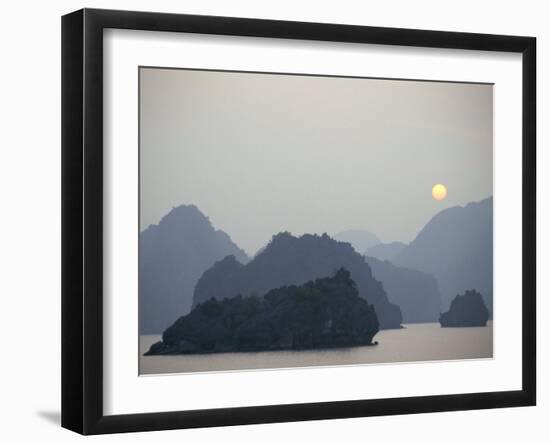 Sunset Against Limestone Grotto Islands, Halong Bay, Vietnam, Indochina, Southeast Asia-Alison Wright-Framed Photographic Print