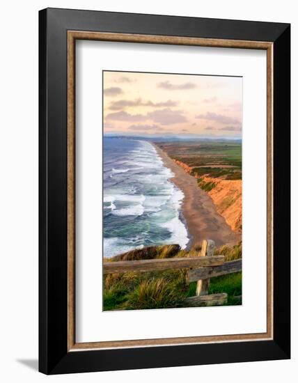 Sunset along Pt Reyes Seashore, San Francisco with oceans breaking along the California coast-David Chang-Framed Photographic Print