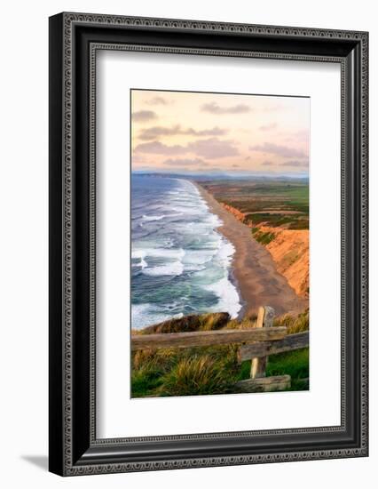 Sunset along Pt Reyes Seashore, San Francisco with oceans breaking along the California coast-David Chang-Framed Photographic Print