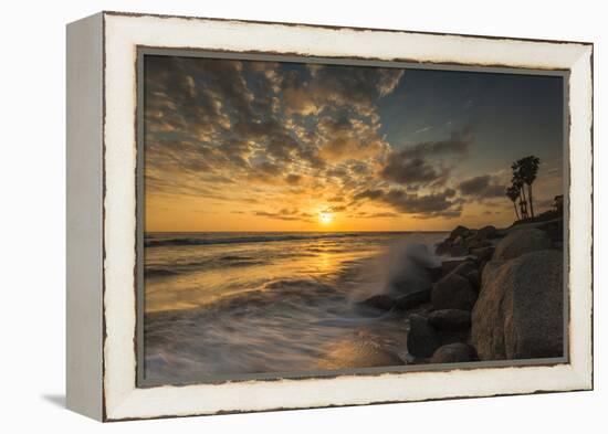 Sunset Along Tamarack Beach in Carlsbad, Ca-Andrew Shoemaker-Framed Premier Image Canvas