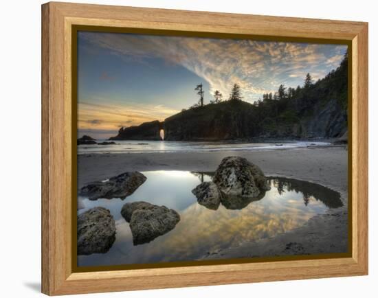 Sunset and Cloud Reflections, Olympic National Park, Washington, USA-Tom Norring-Framed Premier Image Canvas