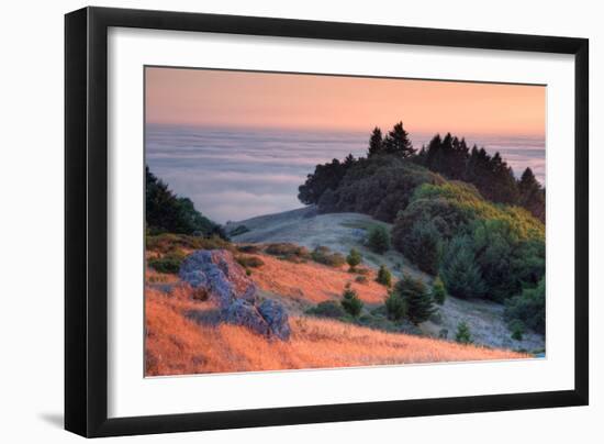 Sunset and Fog at Bolinas Ridge, Mount Tampalais-Vincent James-Framed Photographic Print