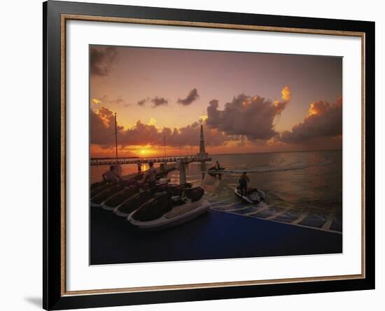 Sunset and Jet Skis, Cancun, Mexico-Walter Bibikow-Framed Photographic Print