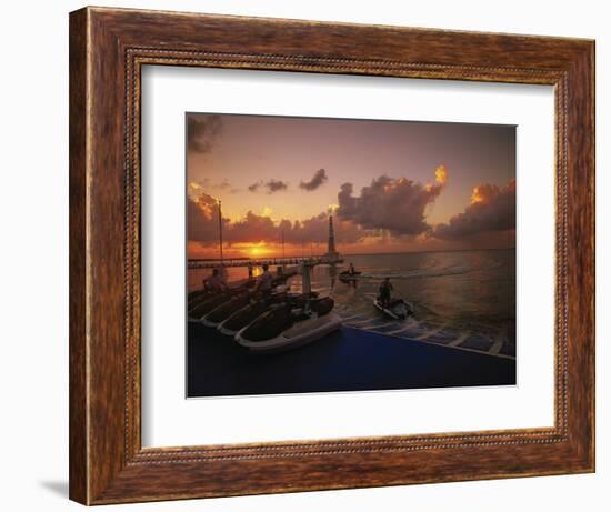 Sunset and Jet Skis, Cancun, Mexico-Walter Bibikow-Framed Photographic Print