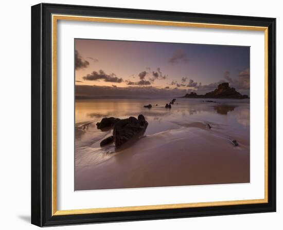 Sunset and Low Evening Light on the Rocks, Castelejo Beach, Near Vila Da Bispo, Algarve, Portugal-Neale Clarke-Framed Photographic Print