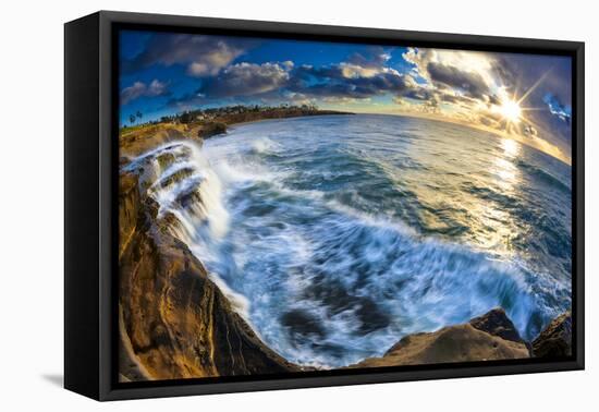 Sunset and Waves at Sunset Cliffs in San Diego, Ca-Andrew Shoemaker-Framed Premier Image Canvas