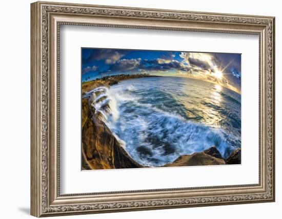 Sunset and Waves at Sunset Cliffs in San Diego, Ca-Andrew Shoemaker-Framed Photographic Print