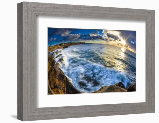 Sunset and Waves at Sunset Cliffs in San Diego, Ca-Andrew Shoemaker-Framed Photographic Print