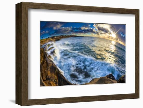 Sunset and Waves at Sunset Cliffs in San Diego, Ca-Andrew Shoemaker-Framed Photographic Print