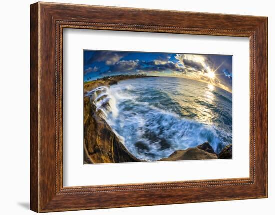 Sunset and Waves at Sunset Cliffs in San Diego, Ca-Andrew Shoemaker-Framed Photographic Print